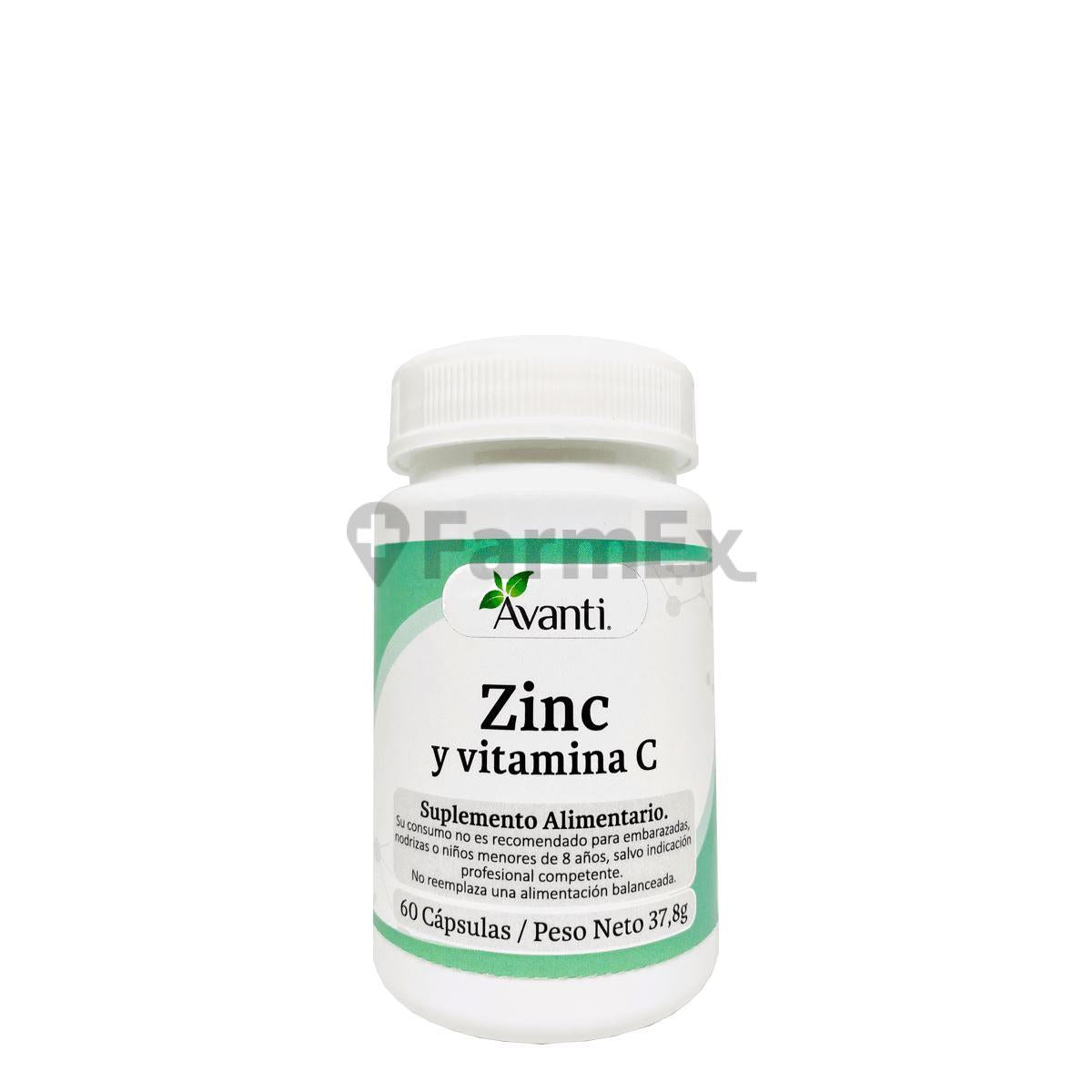 Zinc + Vitamina C x 60 cápsulas Avanti